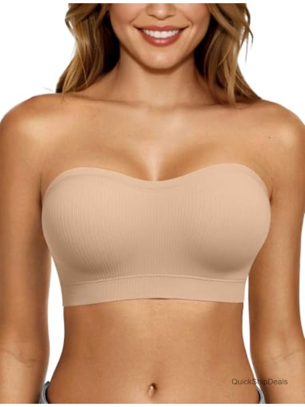 Push Up Strapless Bra Supportive Bandeau Non Slip Wireless Padded Tube Bra With